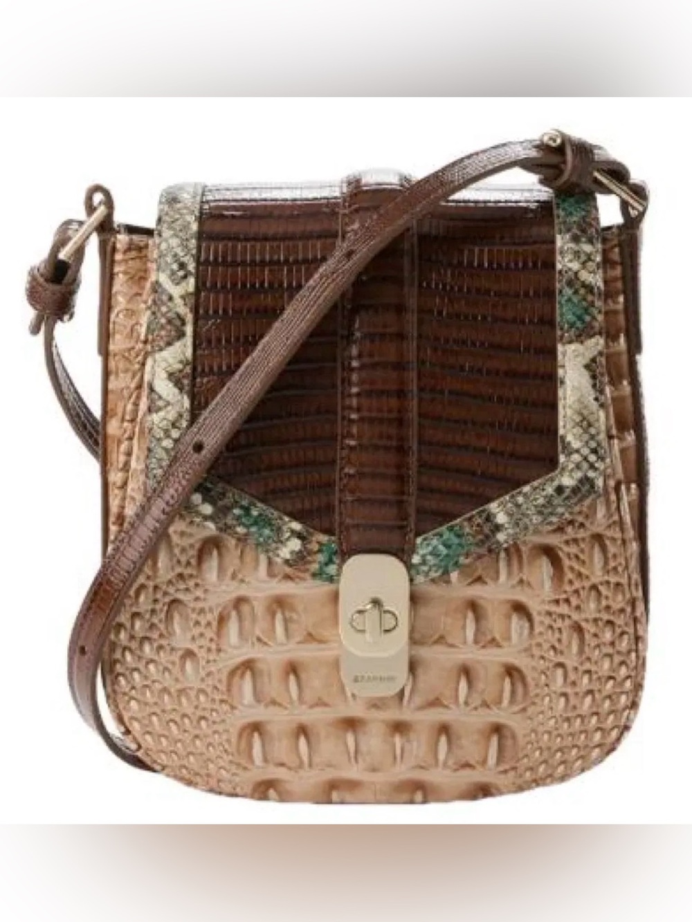 Brahmin Everlee Honey Brown Devonshire Mixed-Texture Crossbody